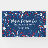 Pickleball Turnament Party Patriotische Feuerwerke Banner (Horizontal)