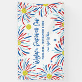 Pickleball Turnament Party Patriotische Feuerwerke Banner (Vertikal)