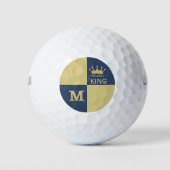 Pickleball Typ Golfer King Monogram, Anfangsname Golfball (Vorderseite)