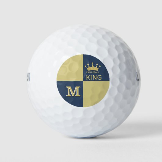 Pickleball Typ Golfer King Monogram, Anfangsname Golfball (Vorderseite)