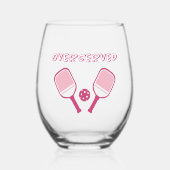Pickleball überservierte Niedliche Sportpuppe Pink Weinglas Ohne Stiel (Vorderseite)