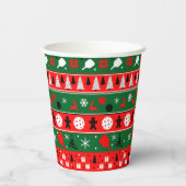Pickleball Ugly Sweater Holiday Pappbecher (Rückseite)