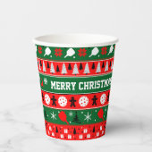 Pickleball Ugly Sweater Holiday Pappbecher (Vorderseite)