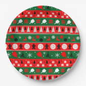 Pickleball Ugly Sweater Holiday Pappteller (Vorderseite)