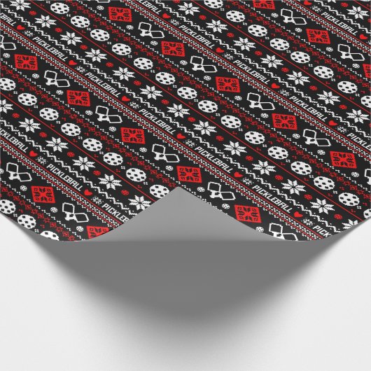 😄 Pickleball 🎄 Uguler Weihnachts-Sweatstil Geschenkpapier (Ecke)