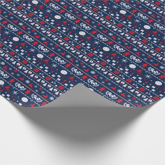 😄 Pickleball 🎄 Uguler Weihnachts-Sweatstil Geschenkpapier (Ecke)