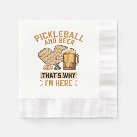 Pickleball und Bier Deshalb bin ich hier Lustiger Serviette (Vorderseite)