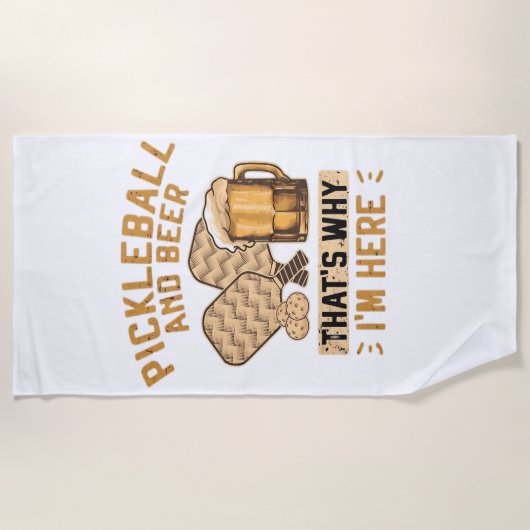 Pickleball und Bier Deshalb bin ich hier Lustiger Strandtuch (Vorderseite)