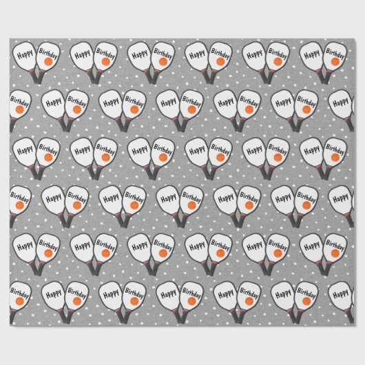 Pickleball und Paddle zum Geburtstag Geschenkpapier (Flach)