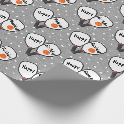 Pickleball und Paddle zum Geburtstag Geschenkpapier (Ecke)