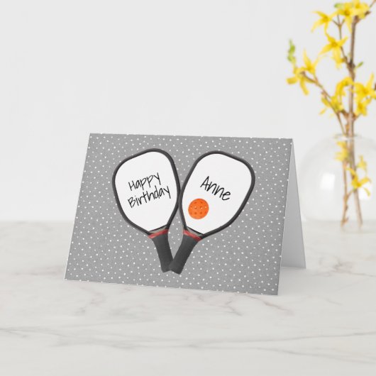 Pickleball und Paddle zum Geburtstag Karte (Gelbe Blume)