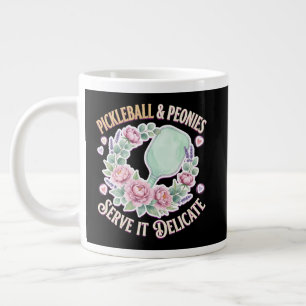 Pickleball und Pfingstrosen Servieren es zart Jumbo-Tasse