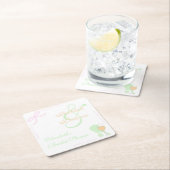 Pickleball und Prosecco-Brautjunggesellinnenabschi Rechteckiger Pappuntersetzer (Vor Ort)