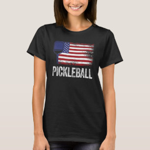 Pickleball USA Flag American Patriotic Pickleball T-Shirt