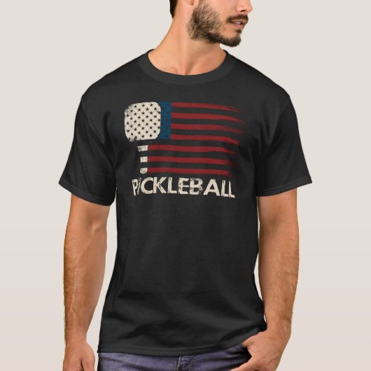 Pickleball USA Flag – Funny Patriotic T-Shirt (Vorderseite)
