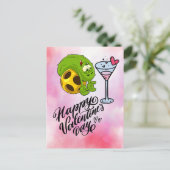 Pickleball Valentinstag lustig mit Wein Feiertagspostkarte (Stehend Vorderseite)