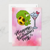 Pickleball Valentinstag lustig mit Wein Feiertagspostkarte (Vorne/Hinten)