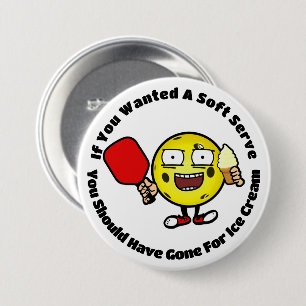 Pickleball Vanilla Soft Serve Gelber Ball Funny Button