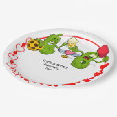 Pickleball Wedding Pappteller (Schrägansicht)