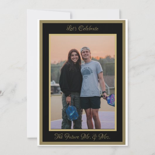 Pickleball Wedding Party Black and Gold Einladung (Rückseite)