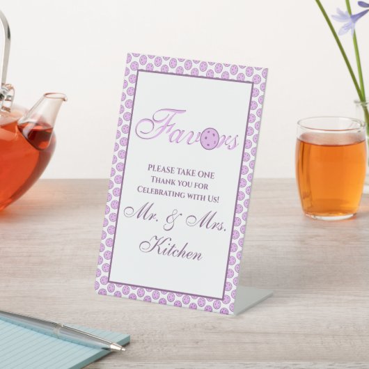 Pickleball Wedding Personalisiert Lavender und Whi Sockelschild (In SItu)