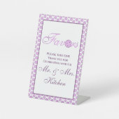 Pickleball Wedding Personalisiert Lavender und Whi Sockelschild (Vorderseite)