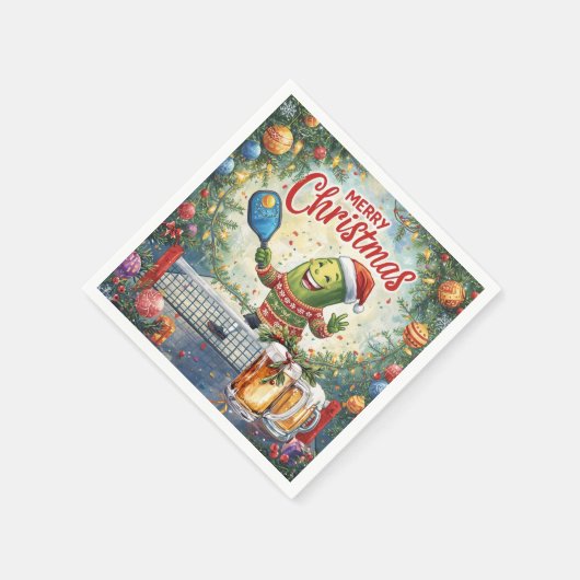 Pickleball Weihnachten mit Bier für Weihnachten Pa Serviette (Ecke)
