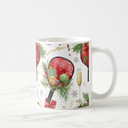 Pickleball Weihnachten mit Paddle Kaffeetasse (Rechts)
