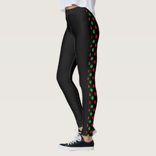 Pickleball-Weihnachten Rot und Grün Ornamente Schw Leggings
