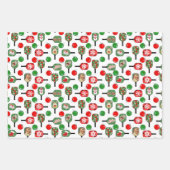 Pickleball Weihnachten Rote Grüne Ornamente Snowba Geschenkpapier Set (Vorderseite 3)