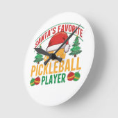 Pickleball Weihnachten Runde Wanduhr (Winkel)