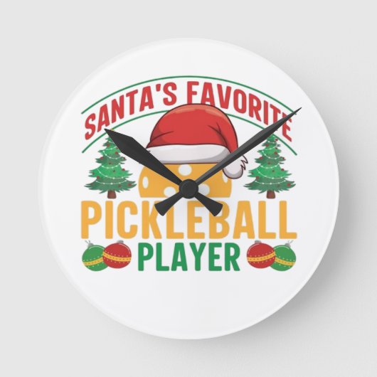 Pickleball Weihnachten Runde Wanduhr (Vorderseite)