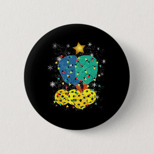 Pickleball Weihnachten Santa Pickleball X Mas Lich Button