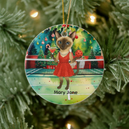 Pickleball Weihnachten Thema für Cat Lovers Keramik Ornament