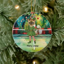 Pickleball Weihnachten Thema für Cat Lovers Keramik Ornament