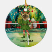 Pickleball Weihnachten Thema für Cat Lovers Keramik Ornament (Vorne)