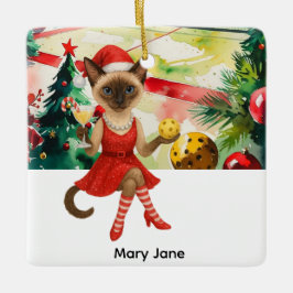 Pickleball Weihnachten Thema für Cat Lovers Keramikornament