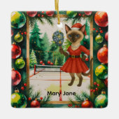 Pickleball Weihnachten Thema für Cat Lovers Keramikornament (Vorderseite)