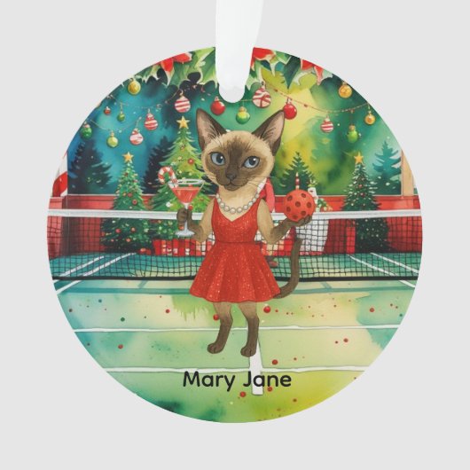 Pickleball Weihnachten Thema für Cat Lovers Ornament (Vorderseite)