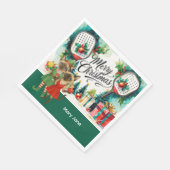 Pickleball Weihnachten Thema für Cat Lovers Serviette (Ecke)