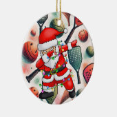 Pickleball Weihnachten Thema mit dem Weihnachtsman Keramik Ornament (Rechts)