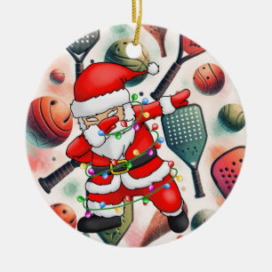 Pickleball Weihnachten Thema mit dem Weihnachtsman Keramik Ornament