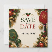 Pickleball Weihnachts-Thema Save The Date (Vorderseite)
