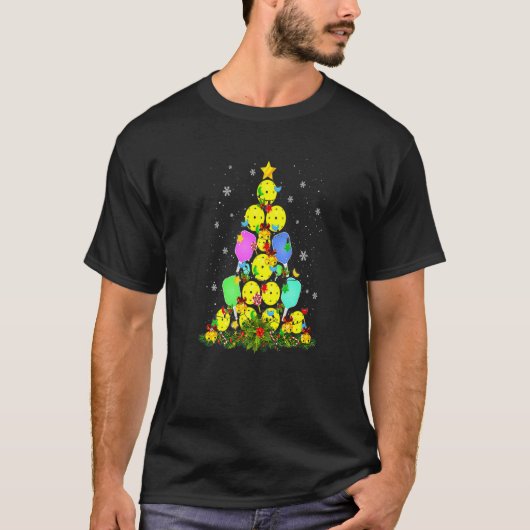 Pickleball Weihnachtsbaum Santa Pickleball X Mas L T-Shirt (Vorderseite)