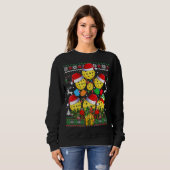 Pickleball Weihnachtsbaum Ugly Sweater Santa Paddl Sweatshirt (Vorne ganz)