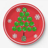 Pickleball-Weihnachtsbaum-Xmas-Party Pappteller (Vorderseite)