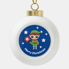 Pickleball Weihnachtself, Keramik Ball Weihnachten Keramik Kugel-Ornament