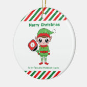 Pickleball Weihnachtself, Keramik Ornament (Links)