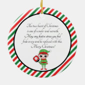 Pickleball Weihnachtself, Keramik Ornament (Hinten)