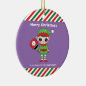 Pickleball Weihnachtself, Keramik Ornament (Rechts)